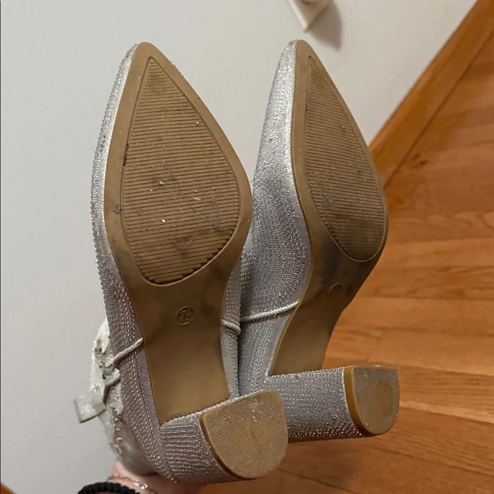 MIA Glittering Silver Heeled Boots - Picture 3 of 5